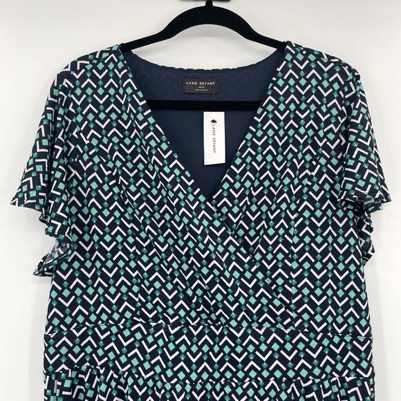 Lane Bryant Womens Dress Size 18/20 Lena Surplice Flutter Sleeve Knee Length - Picture 3 of 10